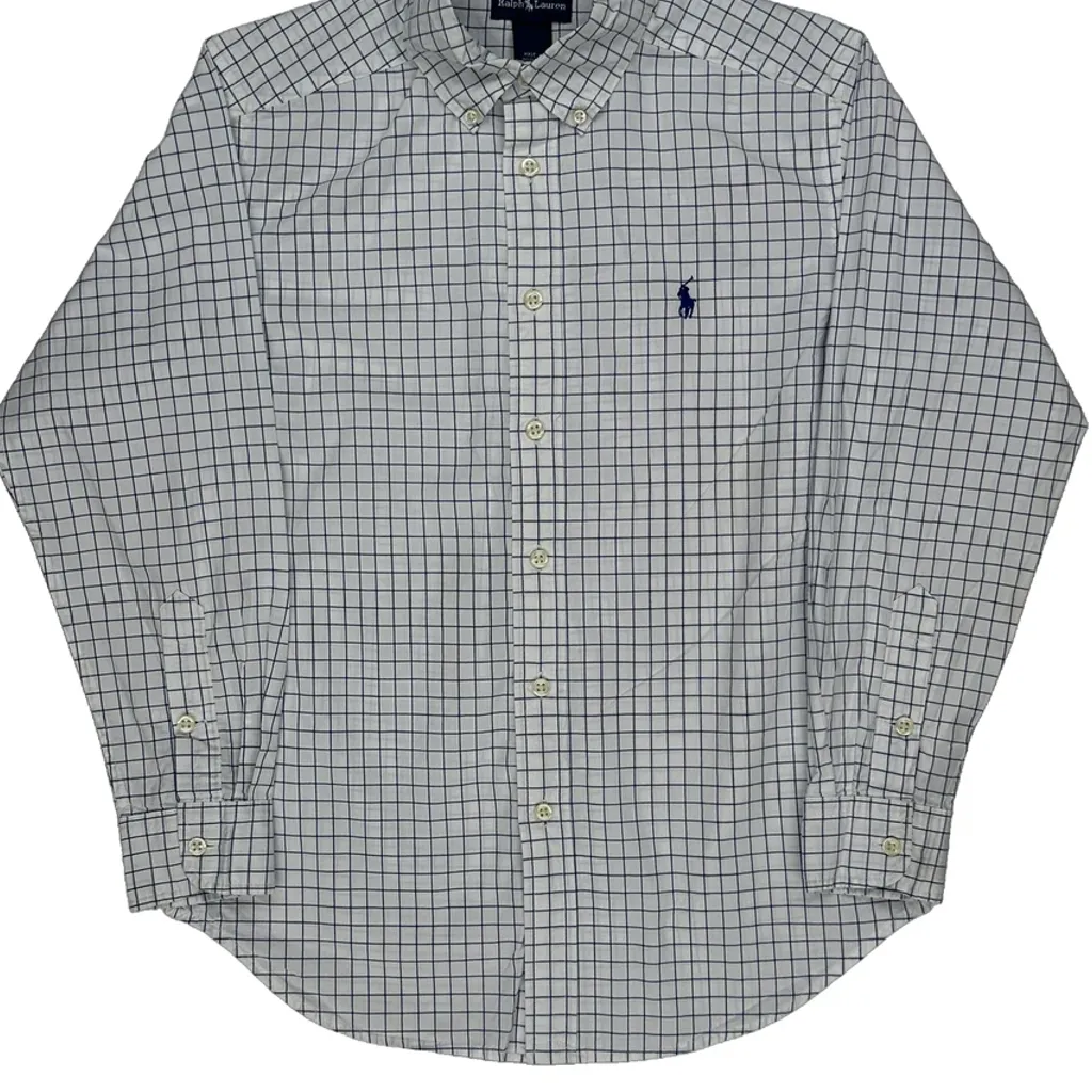 Age 10-12 Ralph Lauren Checked Shirt - Medium White Cotton - Image 5