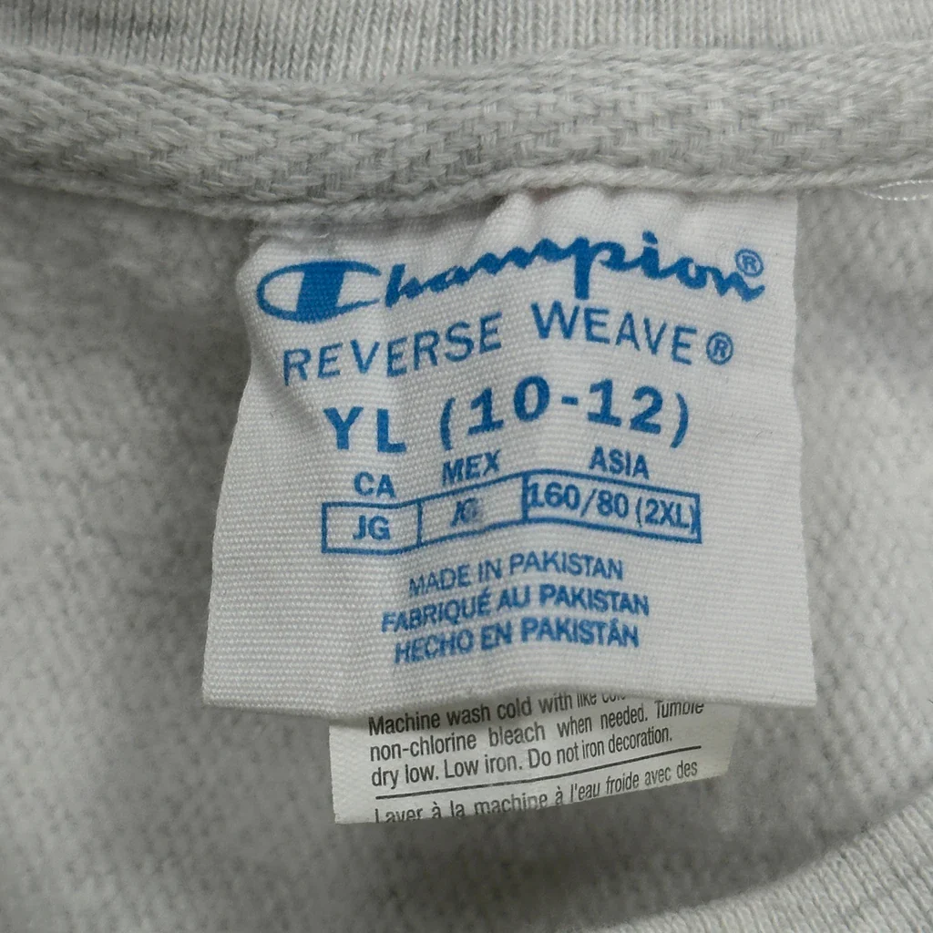 Age 10-12 Reverse Weave Champion Sweatshirt - XL Grey Cotton - Image 3