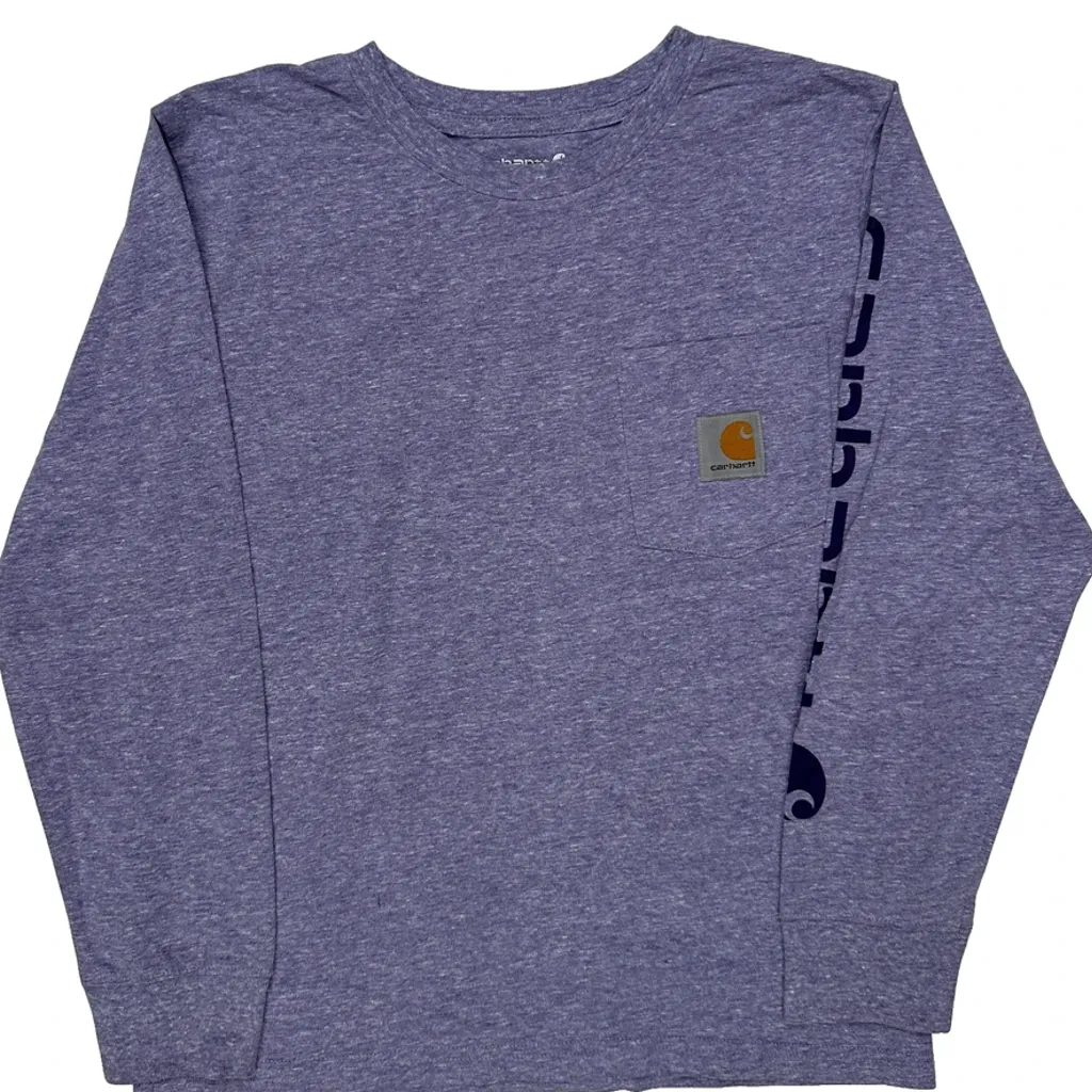 Age 10 Carhartt Long Sleeve T-Shirt - Medium Purple Cotton - Image 4