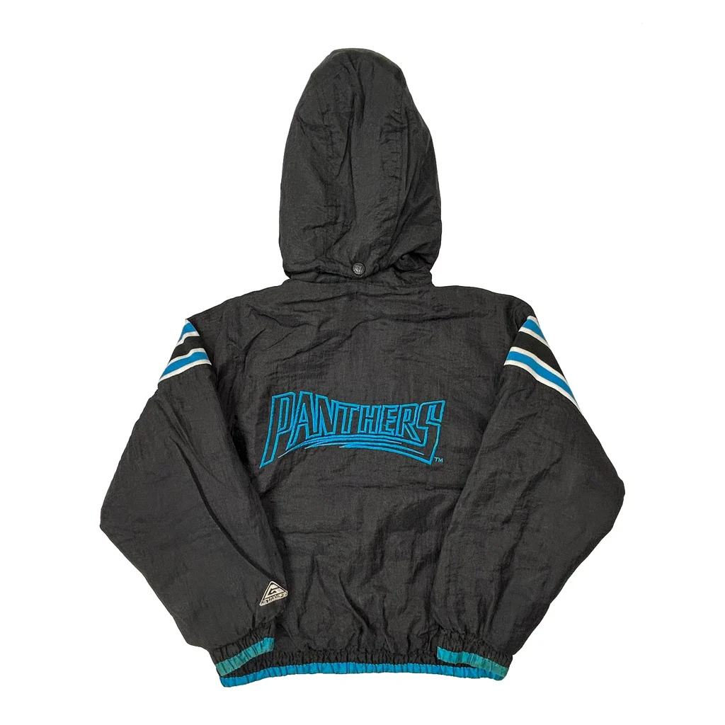 Age 10 Carolina Panthers Starter Jacket - Small Black Polyester - Image 2