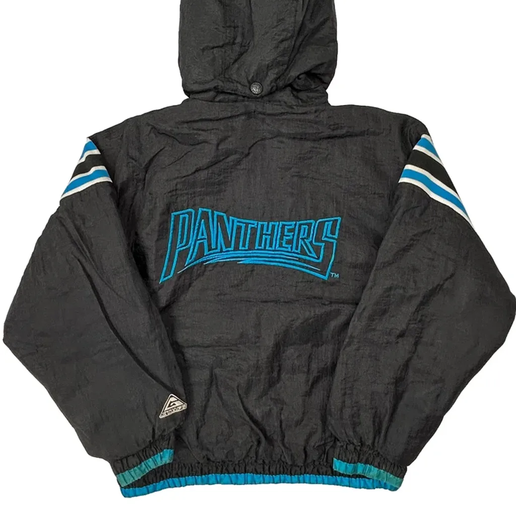 Age 10 Carolina Panthers Starter Jacket - Small Black Polyester - Image 7