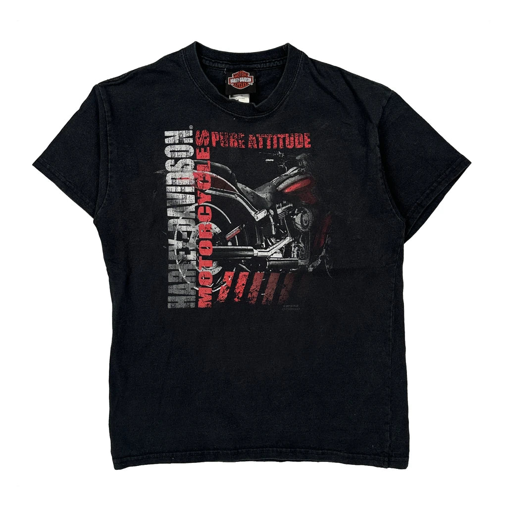 Age 10 Harley Davidson Graphic T-Shirt - Medium Black Cotton
