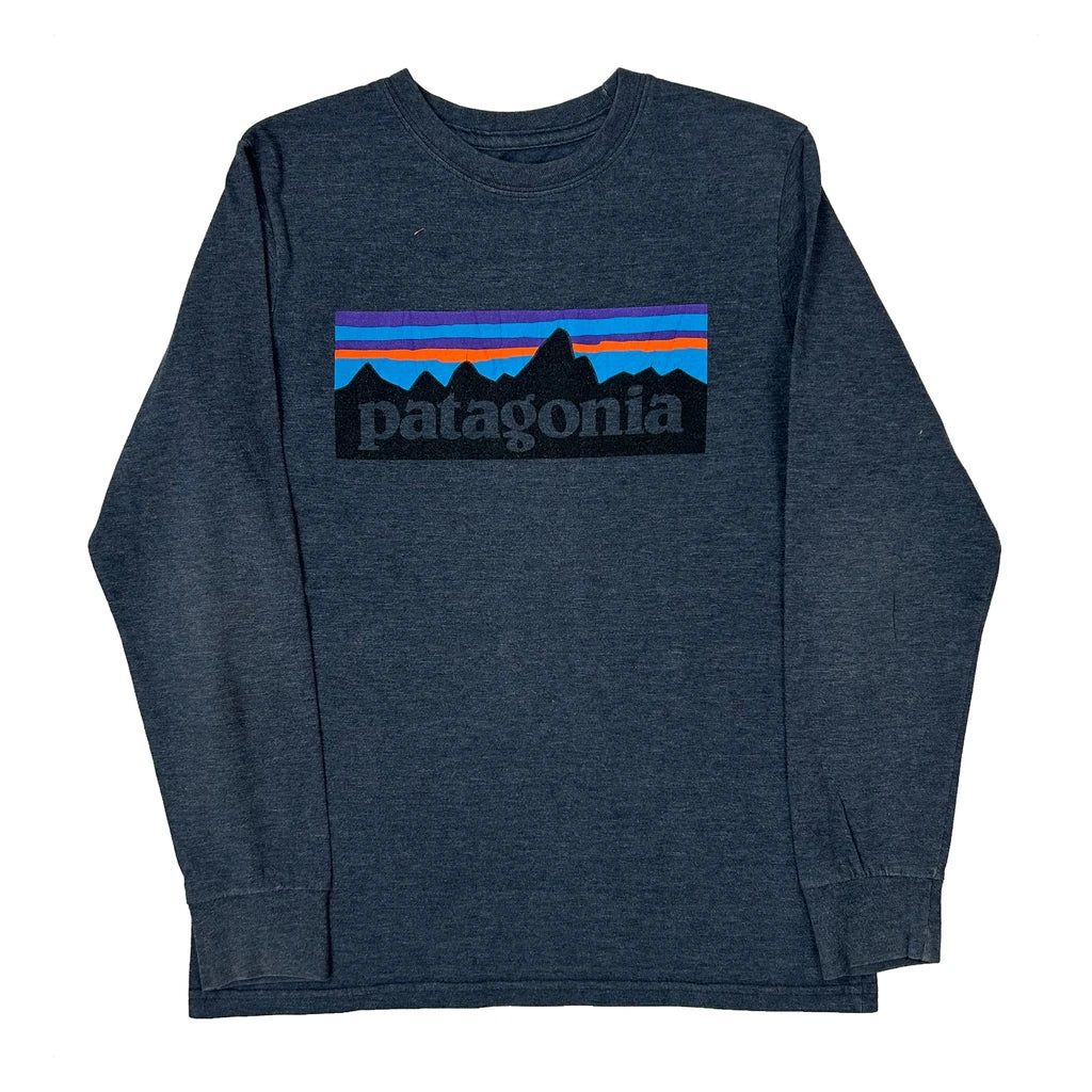 Age 10 Patagonia Long Sleeve T-Shirt - Medium Grey Cotton