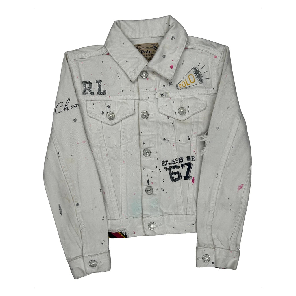 Age 10 Polo By Ralph Lauren Class Of 67 Denim Jacket - Medium White Cotton