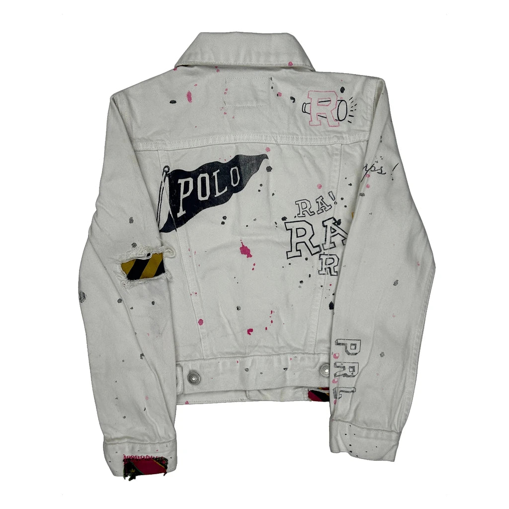 Age 10 Polo By Ralph Lauren Class Of 67 Denim Jacket - Medium White Cotton - Image 2