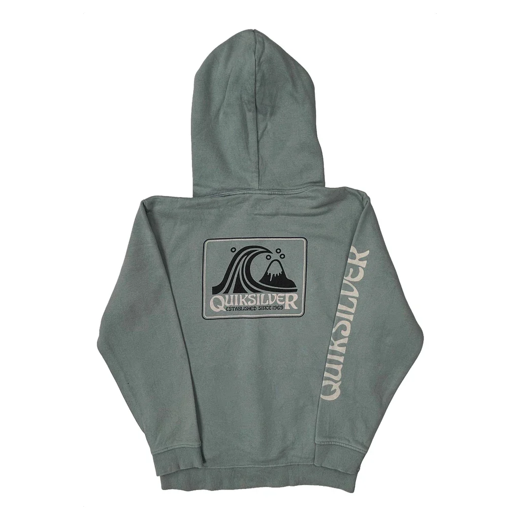 Age 10 Quiksilver Hoodie - Small Grey Cotton - Image 2