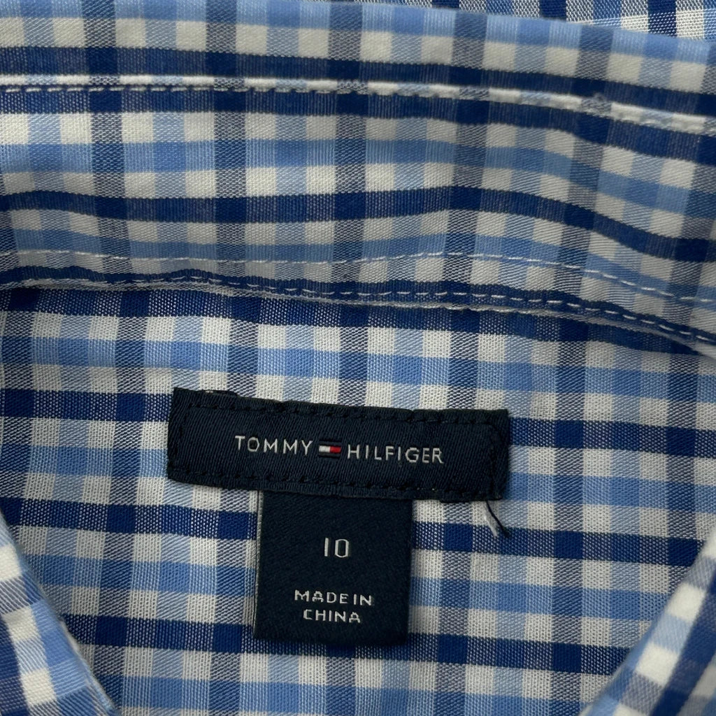 Age 10 Tommy Hilfiger Checked Shirt - Medium Blue Cotton - Image 3