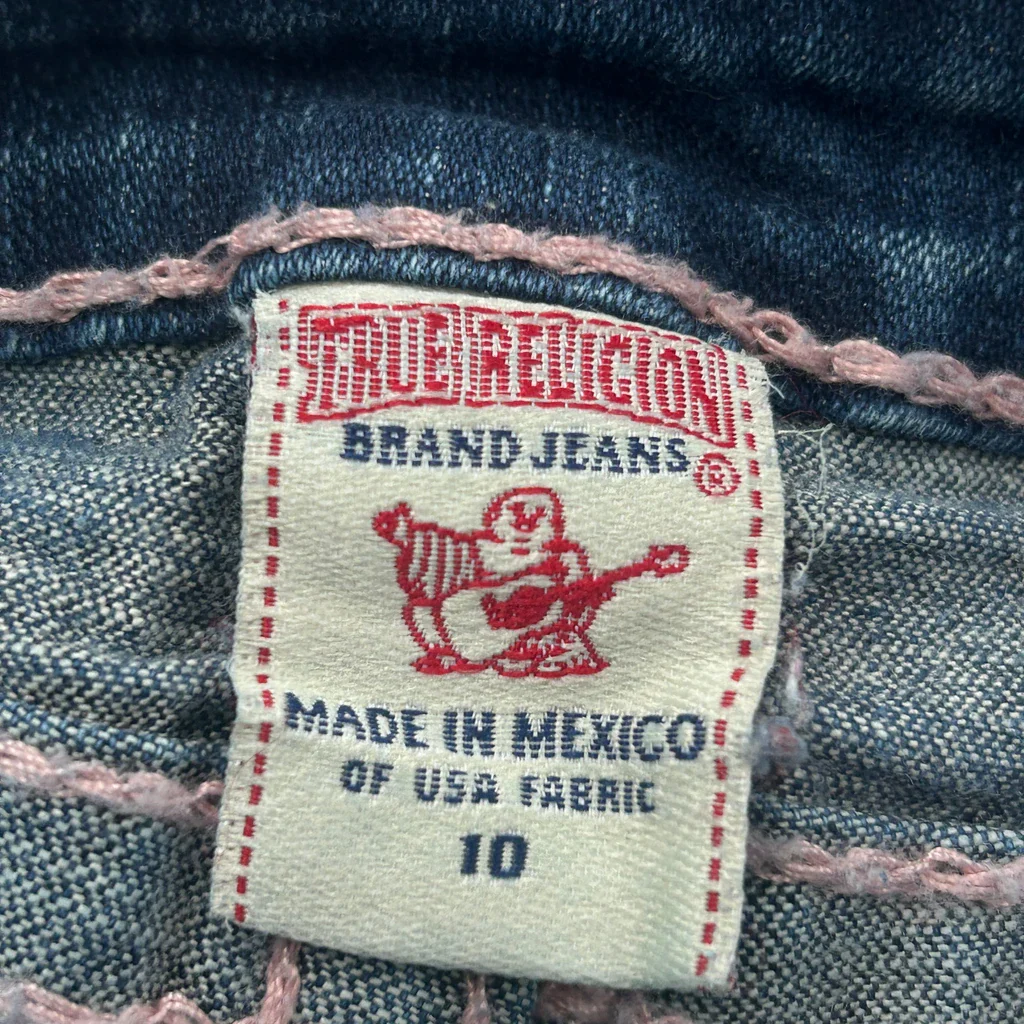 Age 10 True Religion Cropped Jeans - Mediumw 10L Blue Cotton - Image 3