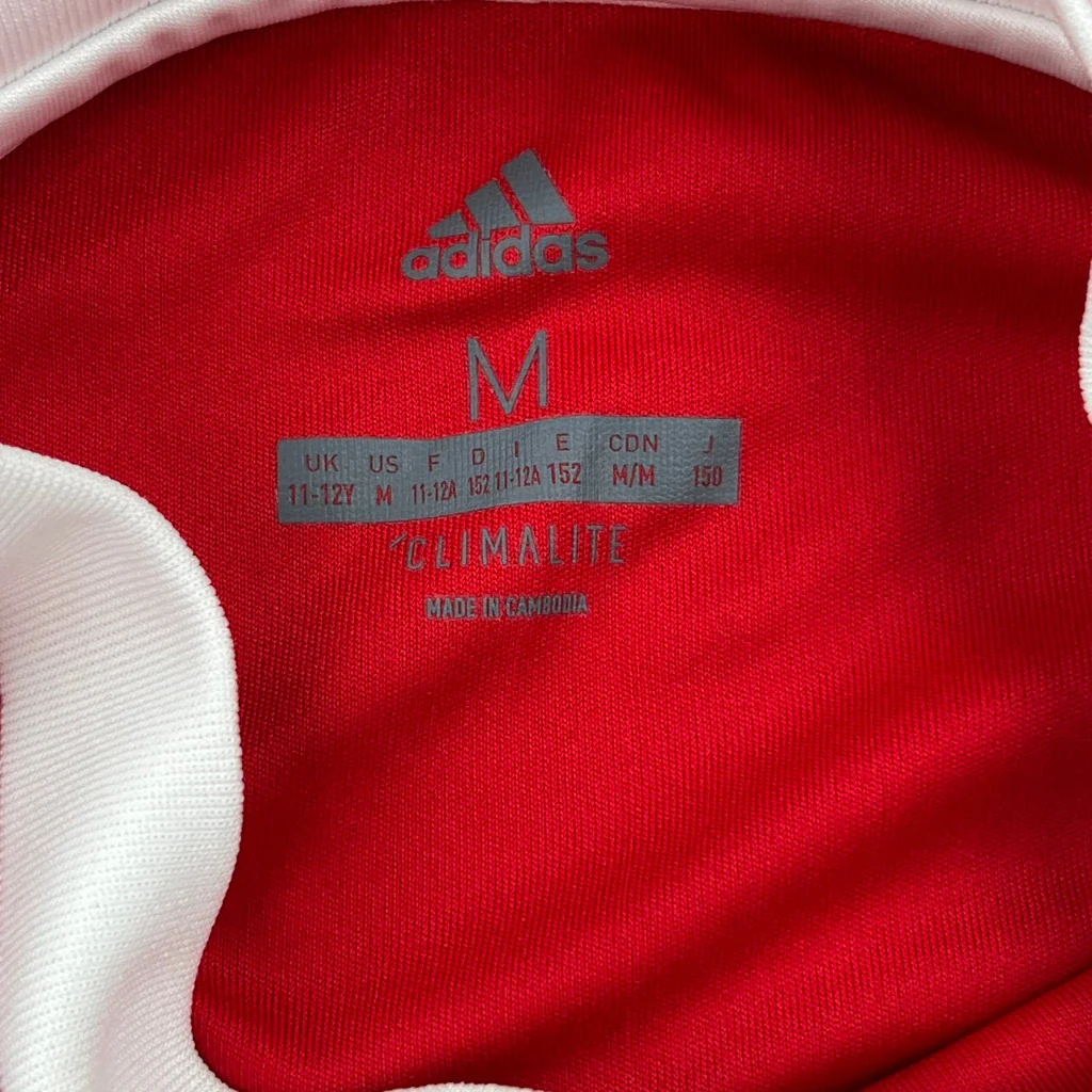 Age 11-12 Adidas Football Football Shirt - Medium Red Polyester - Image 3