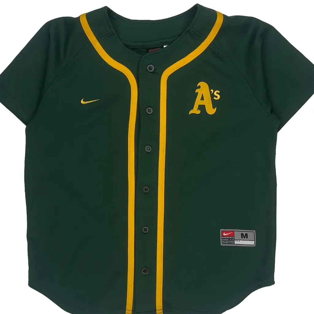 Age 12-14 Nike Oakland Athletics Jersey - Medium Green Polyester - Image 4