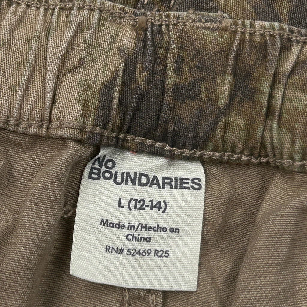 Age 12-14 No Boundaries Camo Cargo Trousers - Large Green Cotton - Image 3