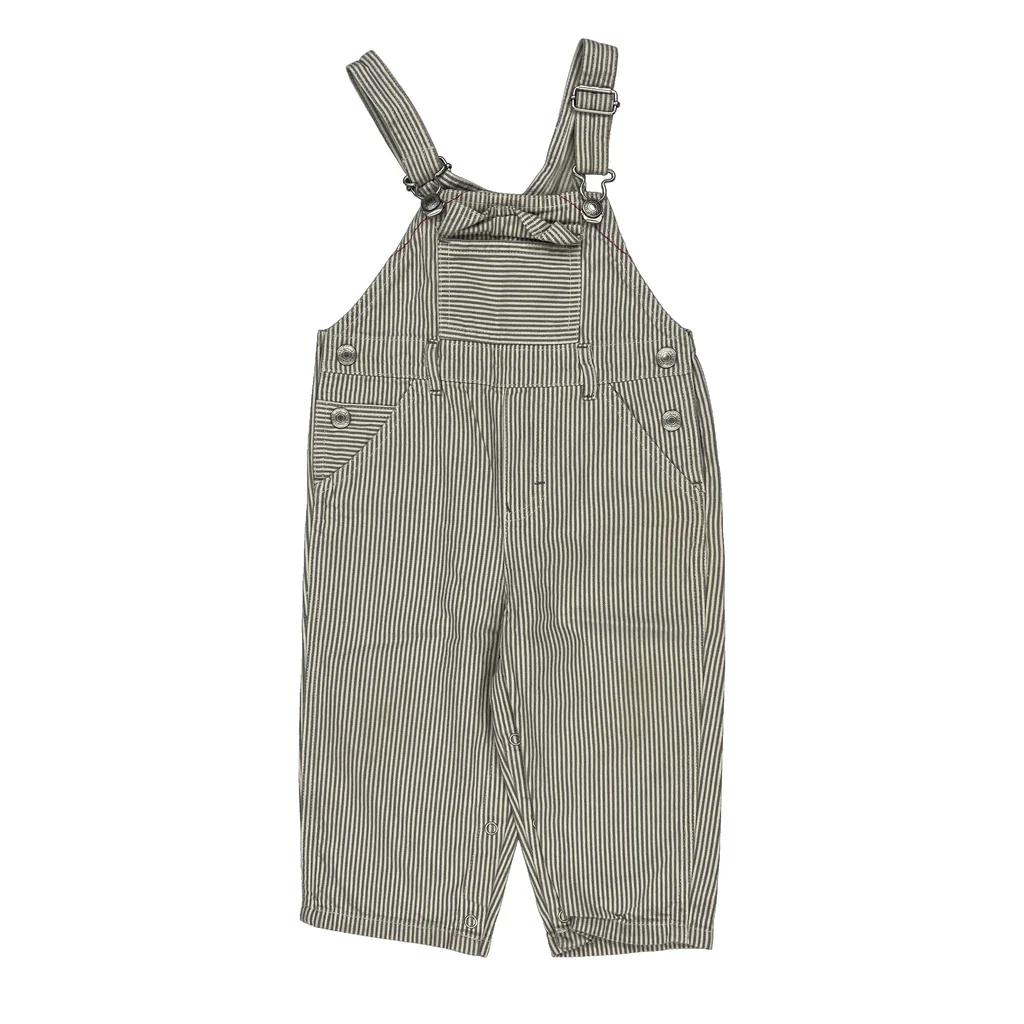 Age 12-18 Months Tommy Hilfiger Striped Overalls - 3XS Gray Cotton - Image 2