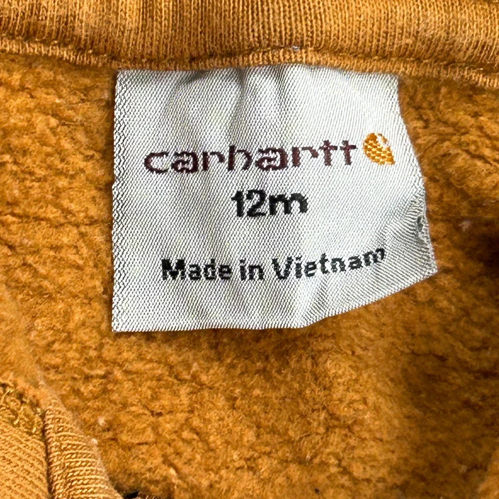 Age 12 Months Carhartt Hoodie - 2XS Brown Cotton - Image 3