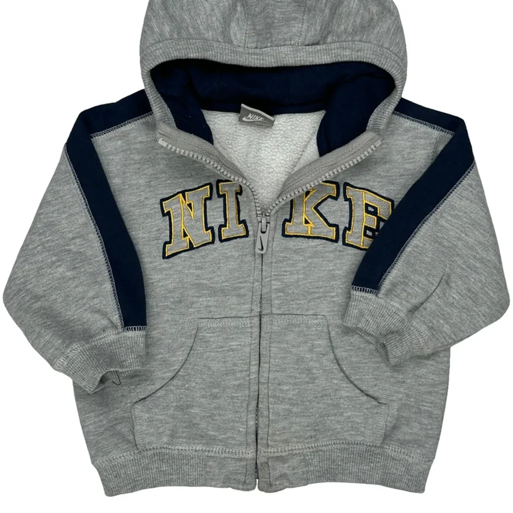 Age 12 Months Nike Spellout Hoodie - 2XS Grey Cotton - Image 5