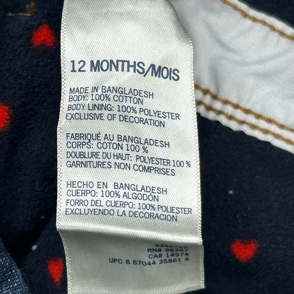 Age 12 Months Oshkosh Dungarees - 3XS Blue Cotton - Image 3