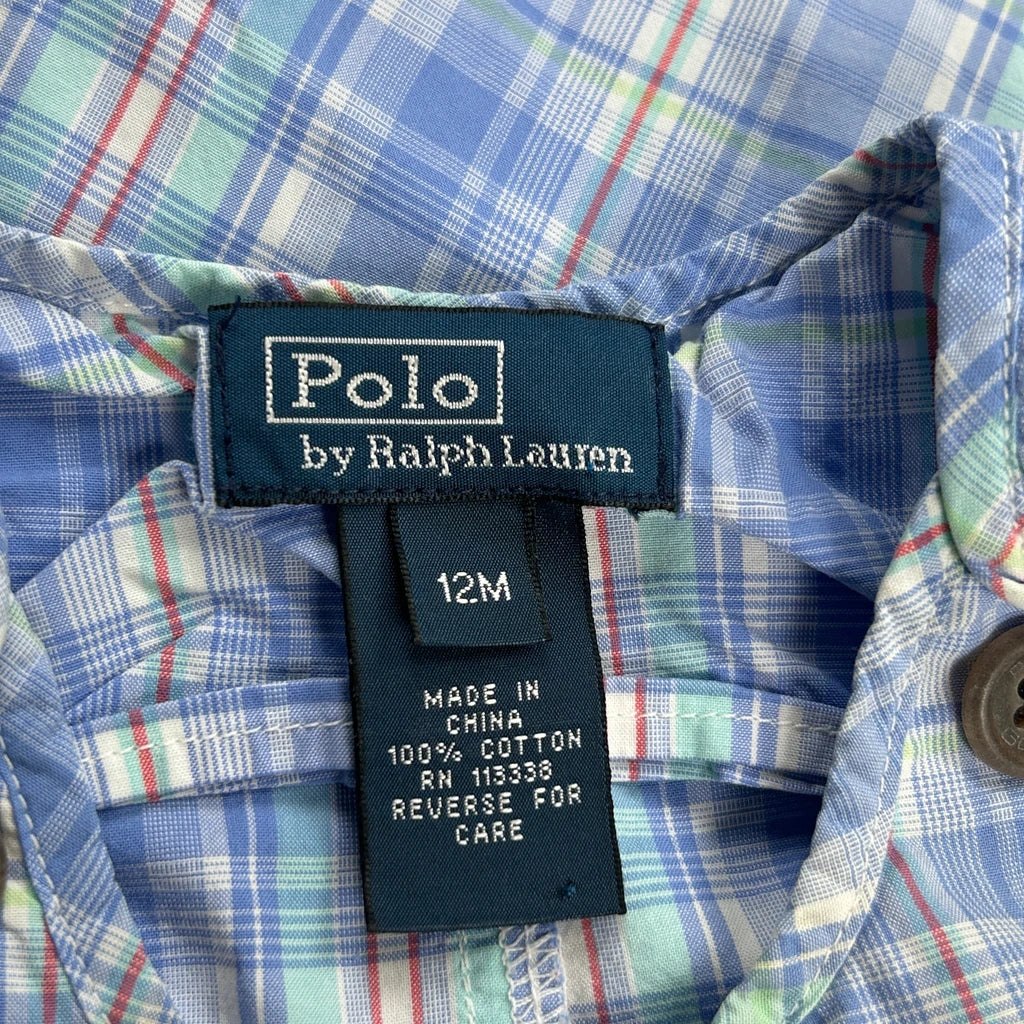 Age 12 Months Polo By Ralph Lauren Checked Overalls - 2XS Blue Cotton - Image 3