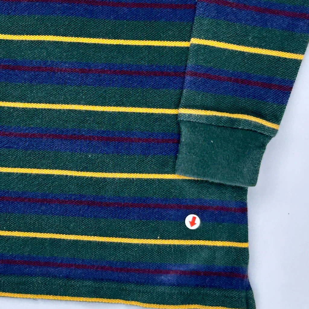 Age 12 Months Polo By Ralph Lauren Striped Polo Shirt - 3XS Green Cotton - Image 3