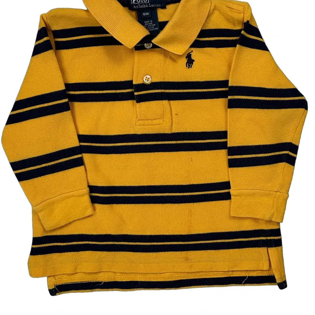 Age 12 Months Polo By Ralph Lauren Striped Polo Shirt - XS Yellow Cotton - Image 5