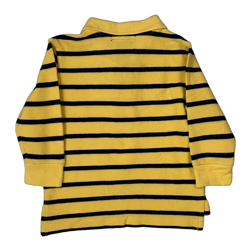 Age 12 Months Polo By Ralph Lauren Striped Polo Shirt - 2XS Yellow Cotton - Image 2