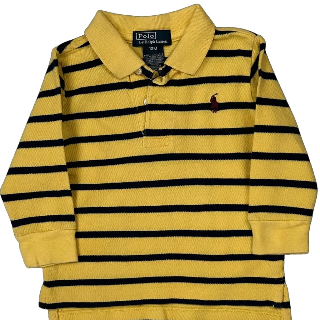 Age 12 Months Polo By Ralph Lauren Striped Polo Shirt - 2XS Yellow Cotton - Image 5