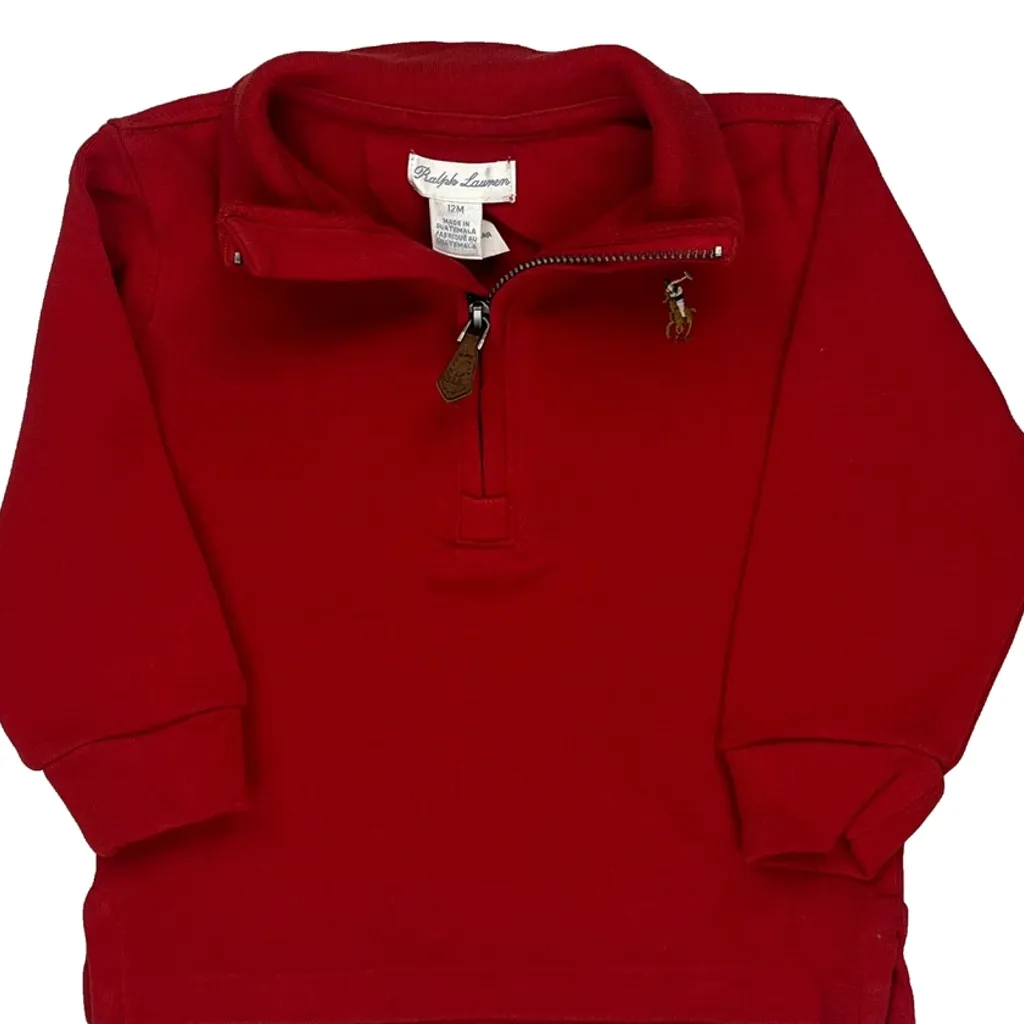 Age 12 Months Ralph Lauren 1/4 Zip - 3XS Red Cotton - Image 5