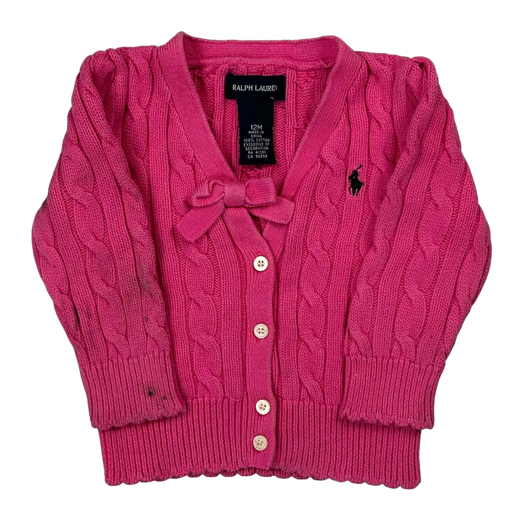 Age 12 Months Ralph Lauren Cardigan - 2XS Pink Cotton