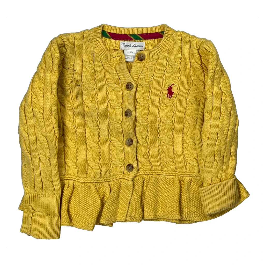 Age 12 Months Ralph Lauren Cardigan - 3XS Yellow Cotton