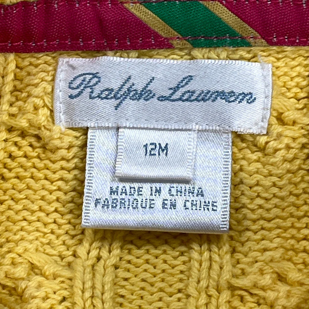 Age 12 Months Ralph Lauren Cardigan - 3XS Yellow Cotton - Image 3