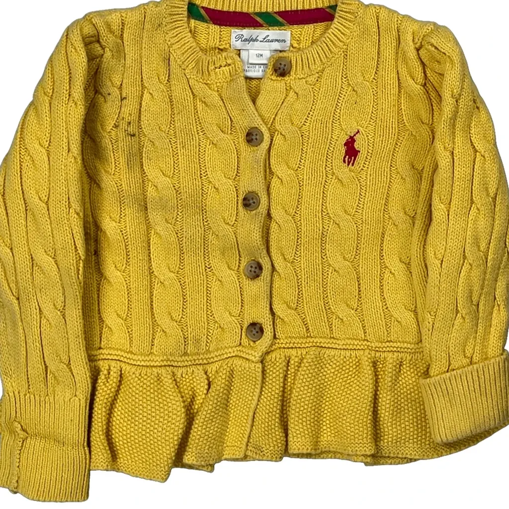 Age 12 Months Ralph Lauren Cardigan - 3XS Yellow Cotton - Image 4