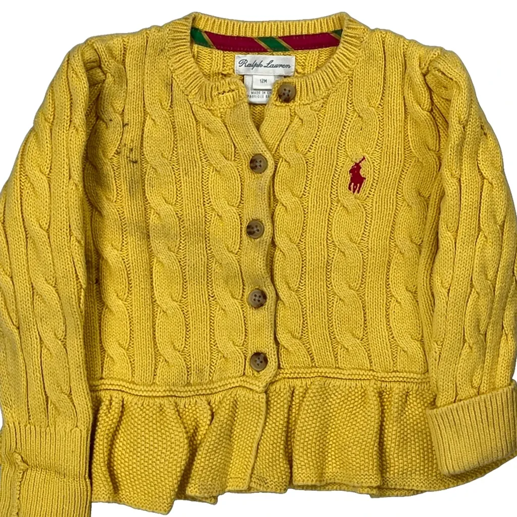 Age 12 Months Ralph Lauren Cardigan - 3XS Yellow Cotton - Image 5