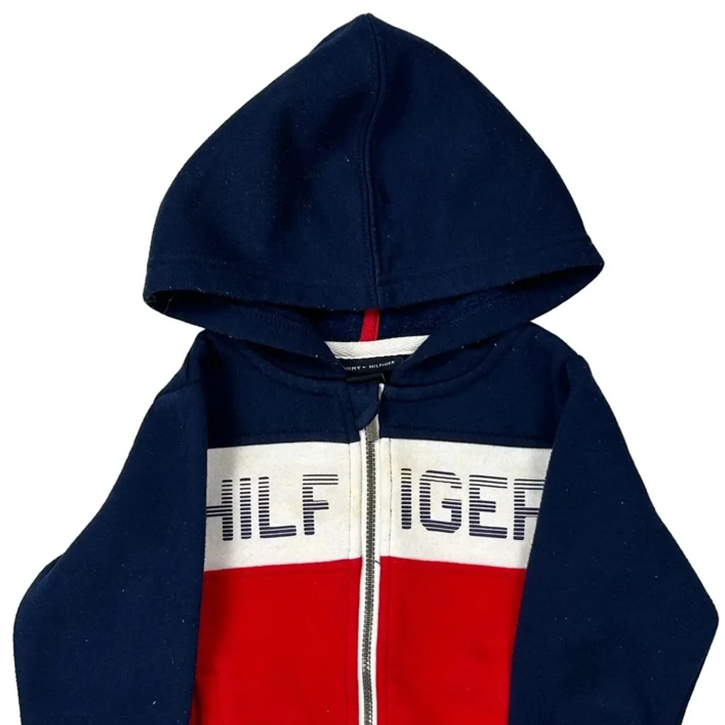 Age 12 Months Tommy Hilfiger Spellout Hoodie - 2XS Navy Cotton - Image 5