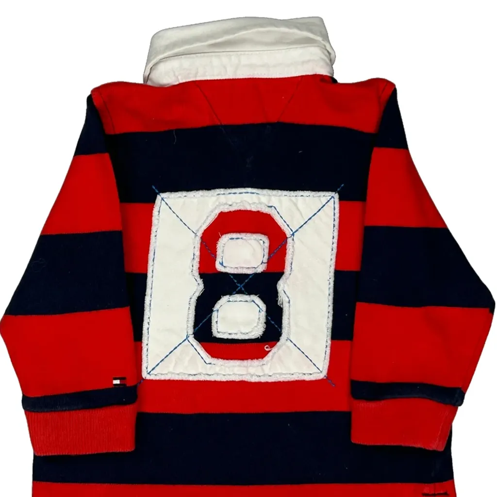 Age 12 Months Tommy Hilfiger Striped Rugby Shirt - 2XS Navy Cotton - Image 7