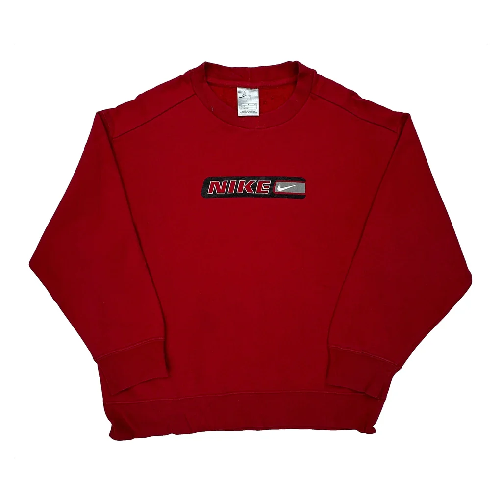 Age 12 Nike Spellout Long Sleeve T-Shirt - Medium Red Cotton