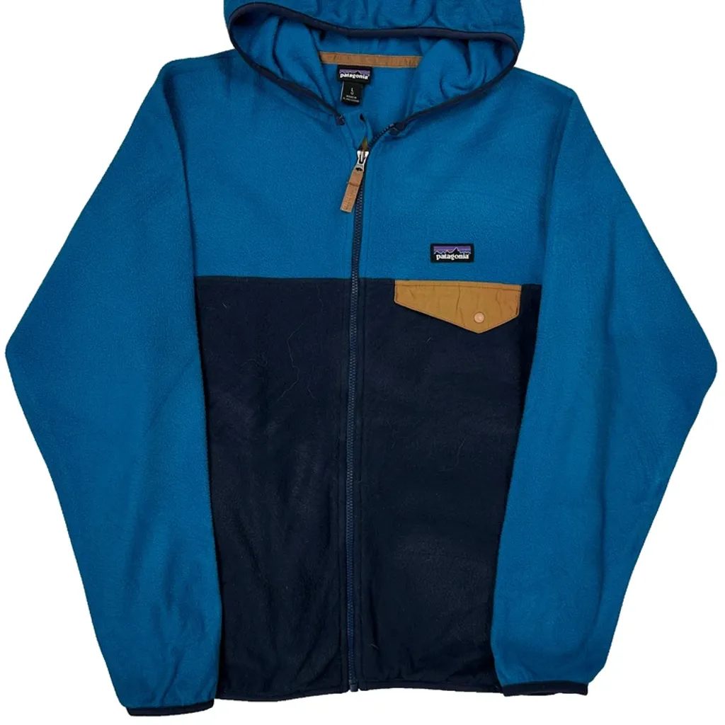 Age 12 Patagonia Fleece Jacket - Large Blue Polyester - Image 4