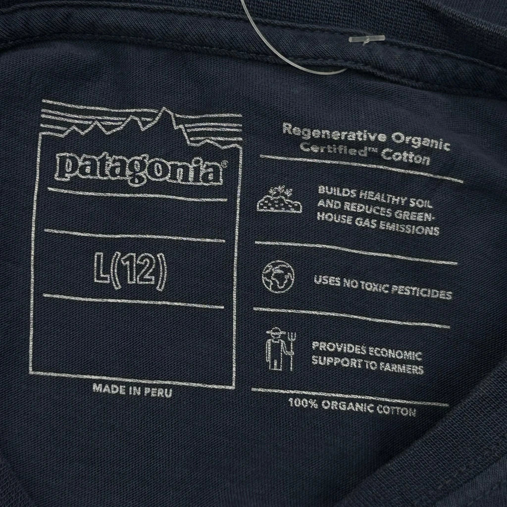 Age 12 Patagonia T-Shirt - Large Navy Cotton - Image 4