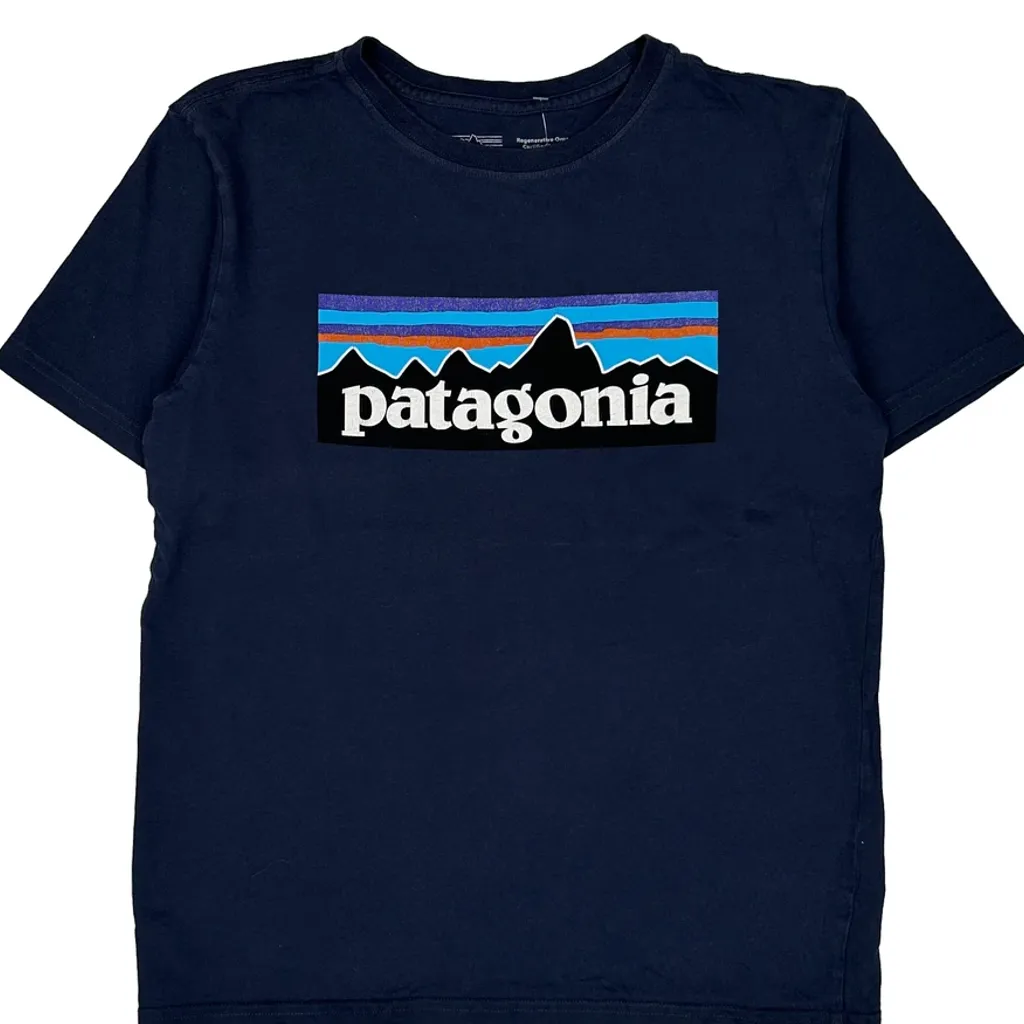 Age 12 Patagonia T-Shirt - Large Navy Cotton - Image 5