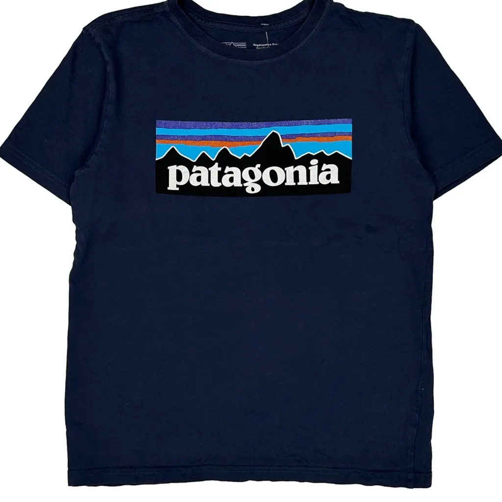 Age 12 Patagonia T-Shirt - Large Navy Cotton - Image 6