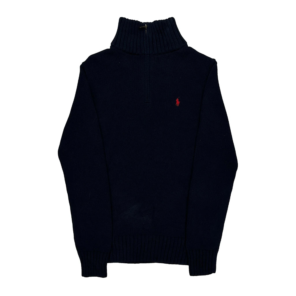 Age 12 Polo By Ralph Lauren 1/4 Zip - Large Navy Cotton