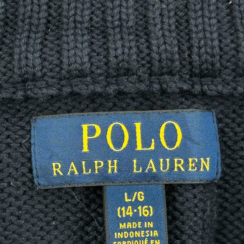 Age 12 Polo By Ralph Lauren 1/4 Zip - Large Navy Cotton - Image 3
