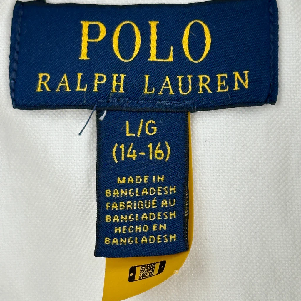 Age 12 Polo By Ralph Lauren Short Sleeve Shirt - Large White Cotton - Image 3