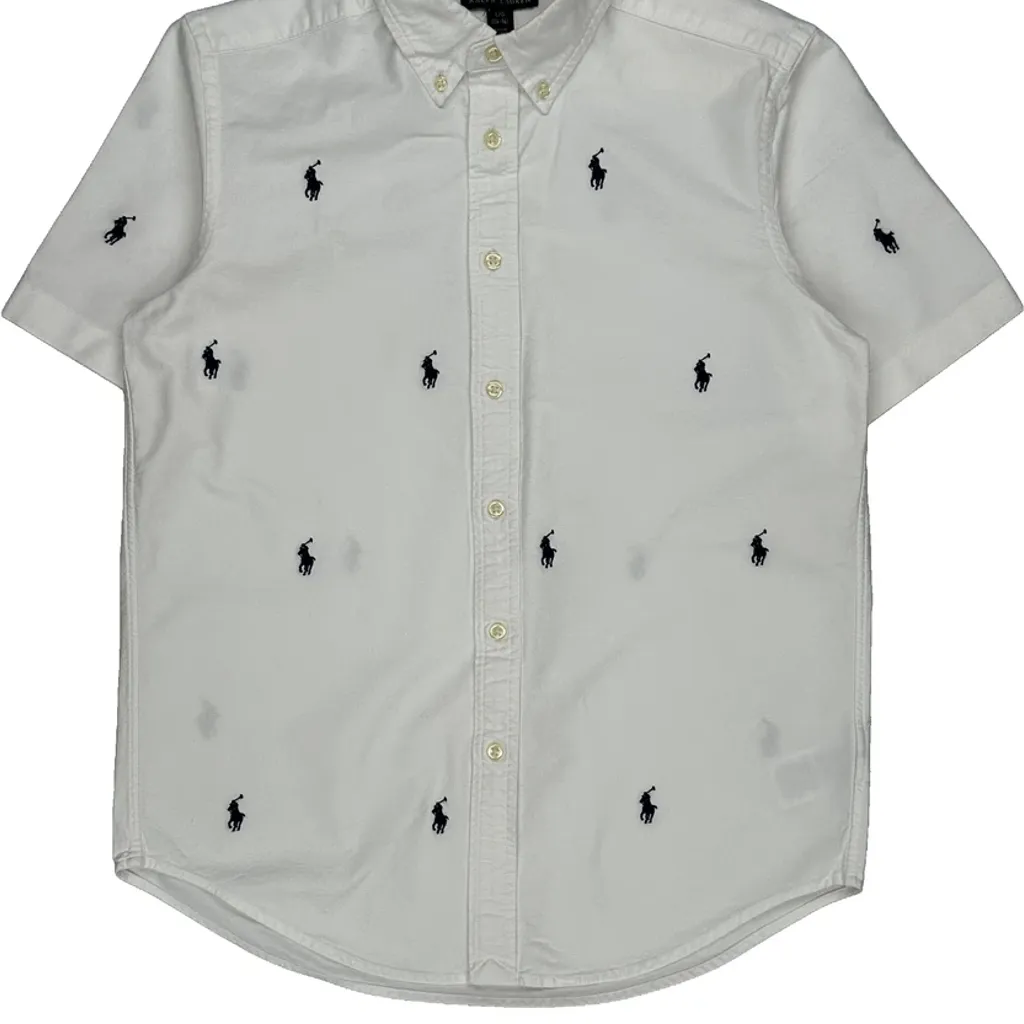 Age 12 Polo By Ralph Lauren Short Sleeve Shirt - Large White Cotton - Image 4