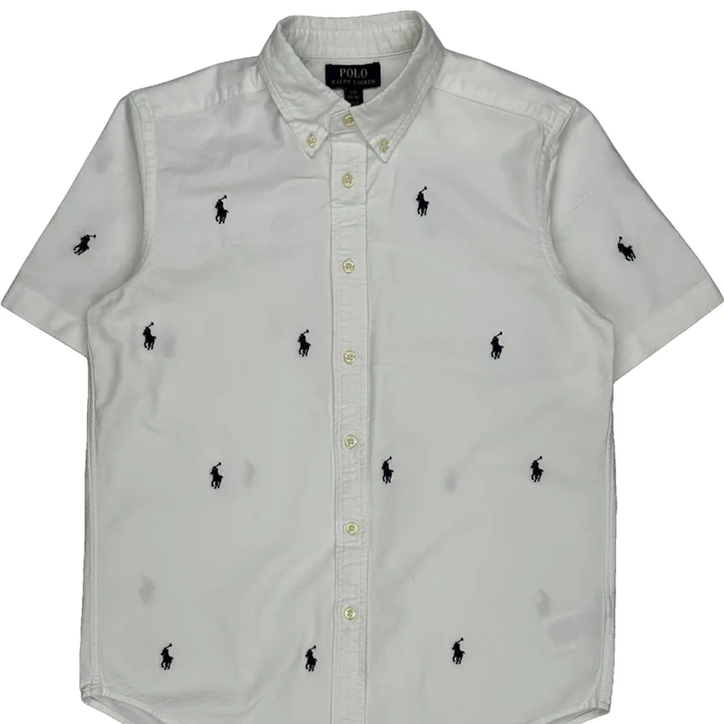 Age 12 Polo By Ralph Lauren Short Sleeve Shirt - Large White Cotton - Image 5