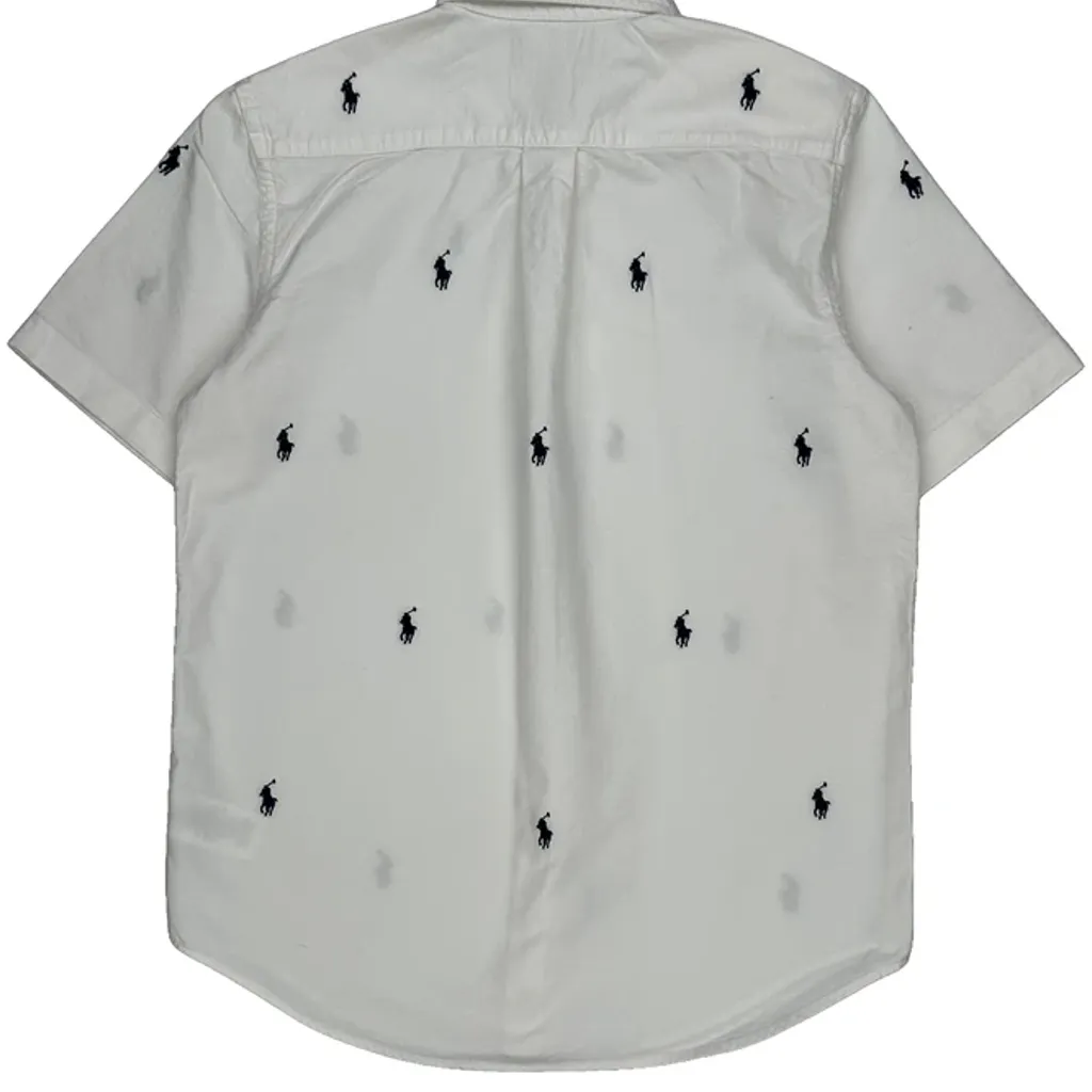 Age 12 Polo By Ralph Lauren Short Sleeve Shirt - Large White Cotton - Image 7
