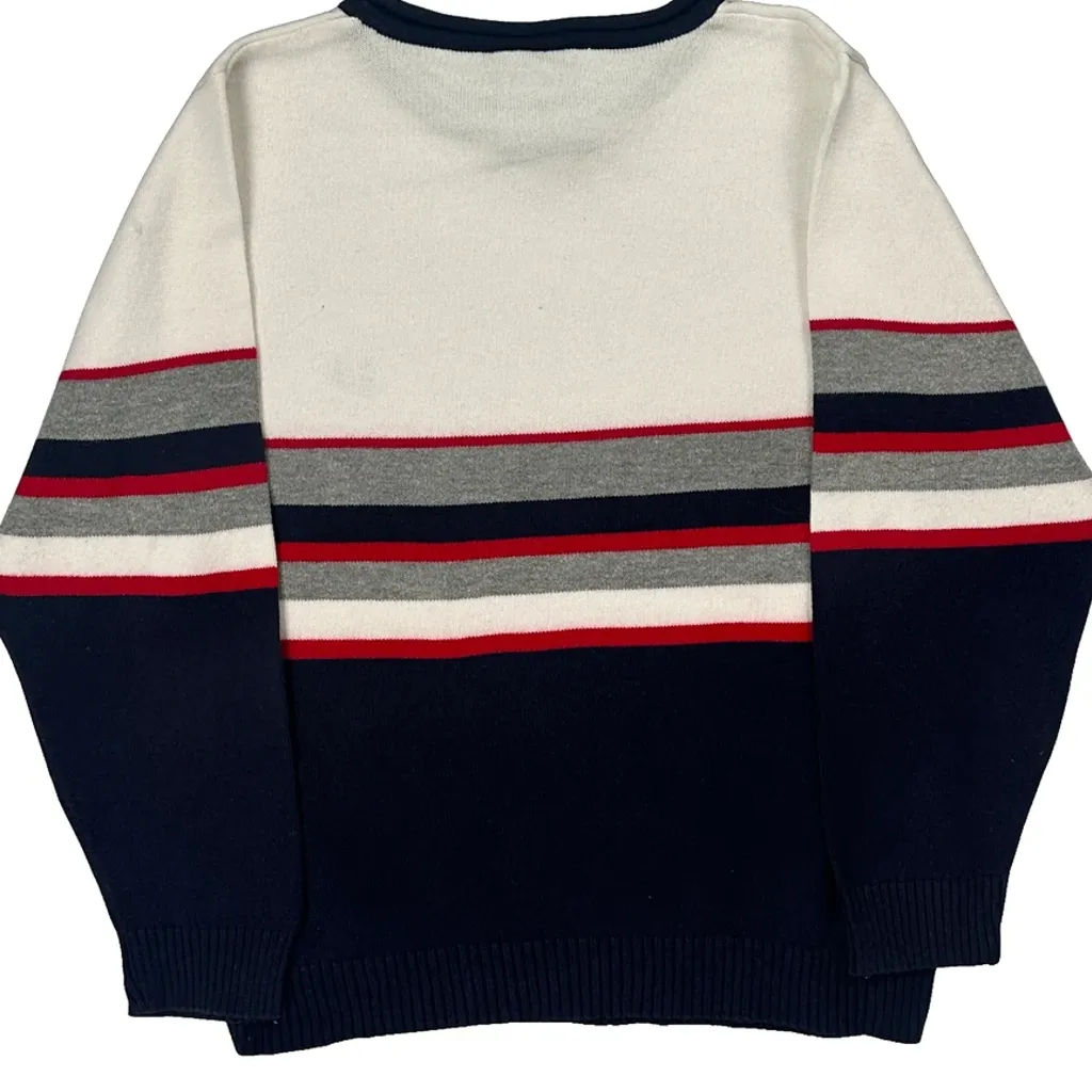 Age 12 Tommy Hilfiger Striped Long Sleeve T-Shirt - Large Navy Cotton - Image 6