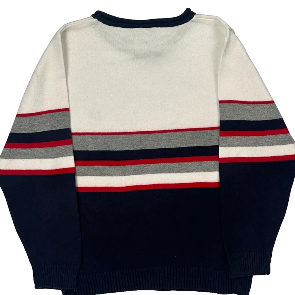Age 12 Tommy Hilfiger Striped Long Sleeve T-Shirt - Large Navy Cotton - Image 7