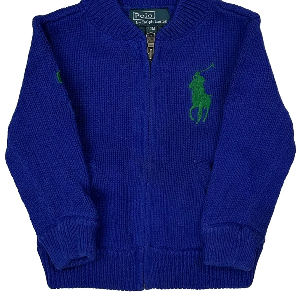 Age 12M Polo By Ralph Lauren Zip Up - 3XS Blue Cotton - Image 4