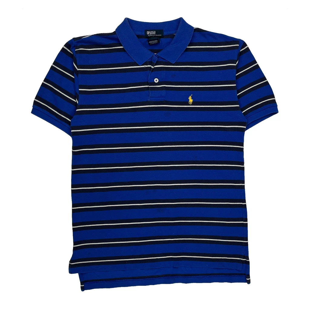 Age 13 Polo By Ralph Lauren Striped Polo Shirt - Large Blue Cotton