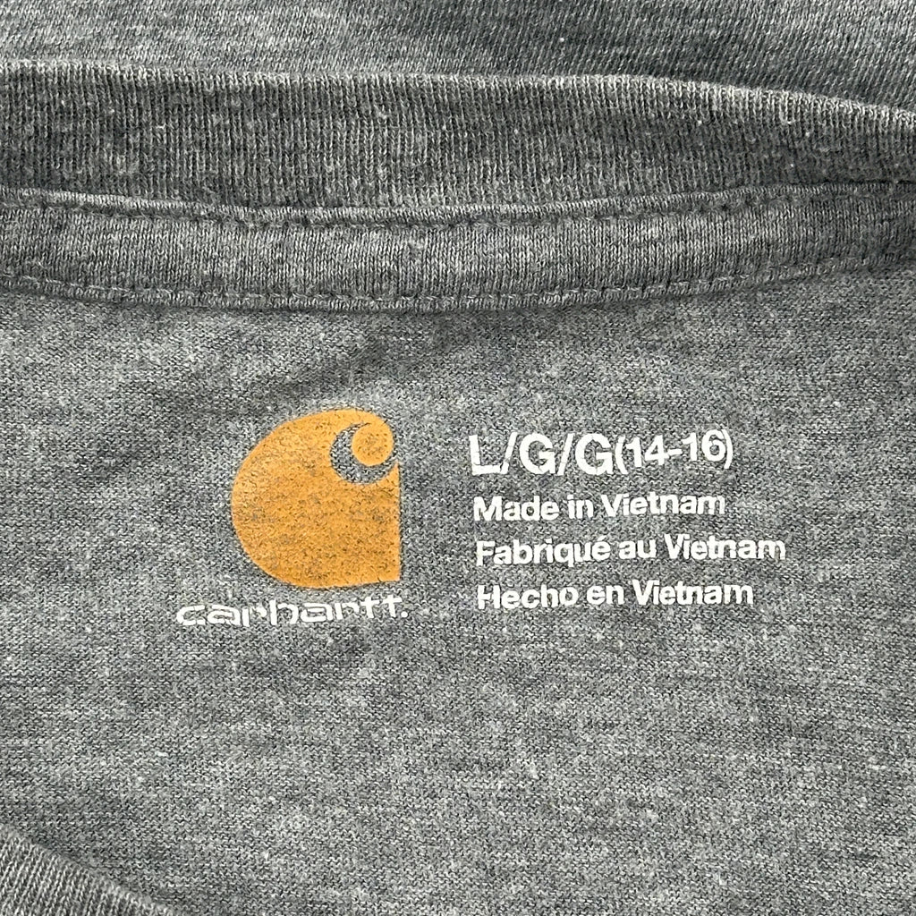 Age 14-16 Carhartt Long Sleeve T-Shirt - Large Gray Cotton - Image 3