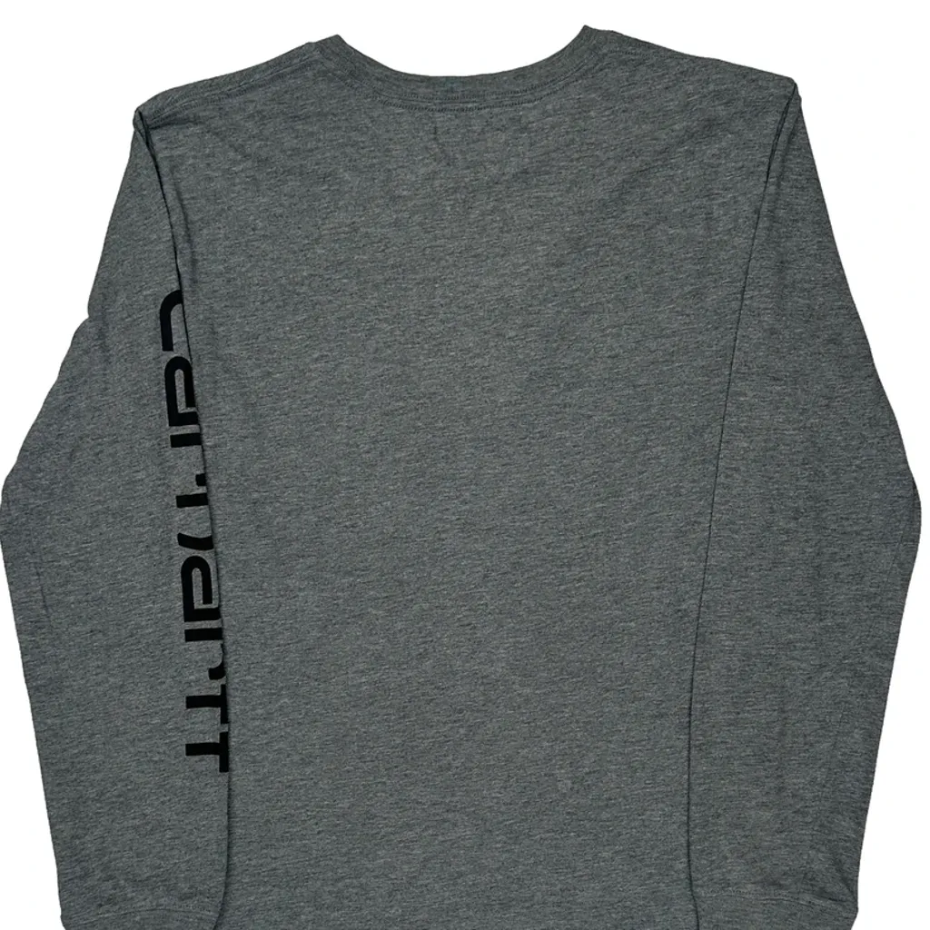 Age 14-16 Carhartt Long Sleeve T-Shirt - Large Gray Cotton - Image 6