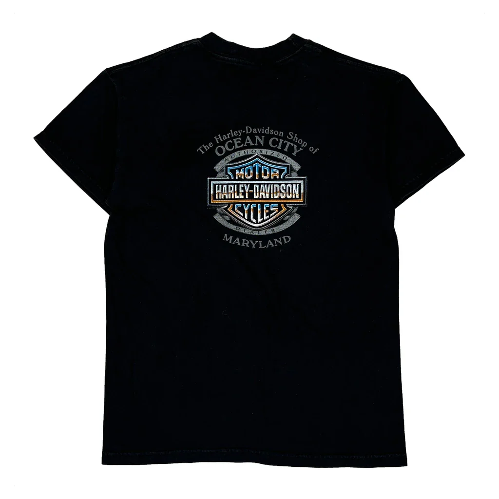 Age 14-16 Harley Davidson Ocean City Maryland T-Shirt - Large Black Cotton - Image 2